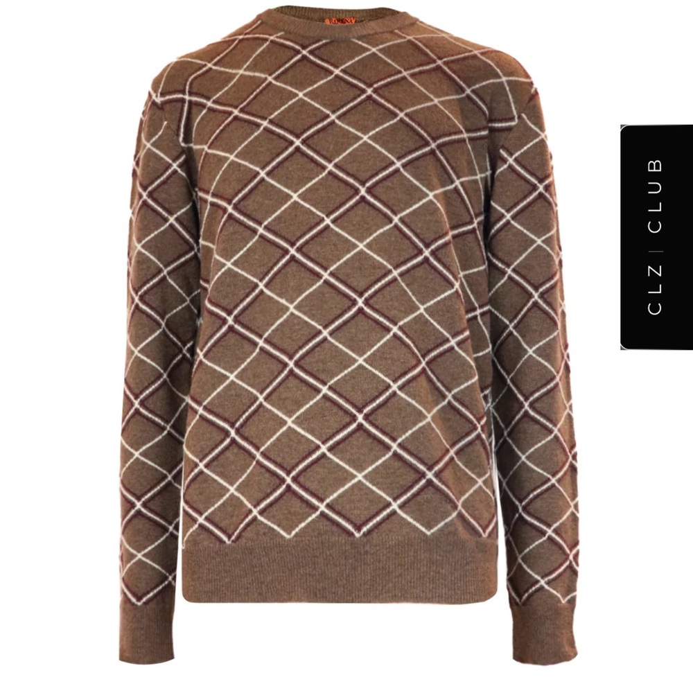 BARENA VENEZIA CHECKED WOOL SWEATER IN BROWN